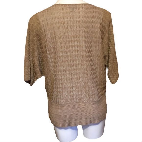 New Directions Tan Scoop Neck Short Dolman Sleeves Tight Knit Sweater XL - Picture 2 of 4
